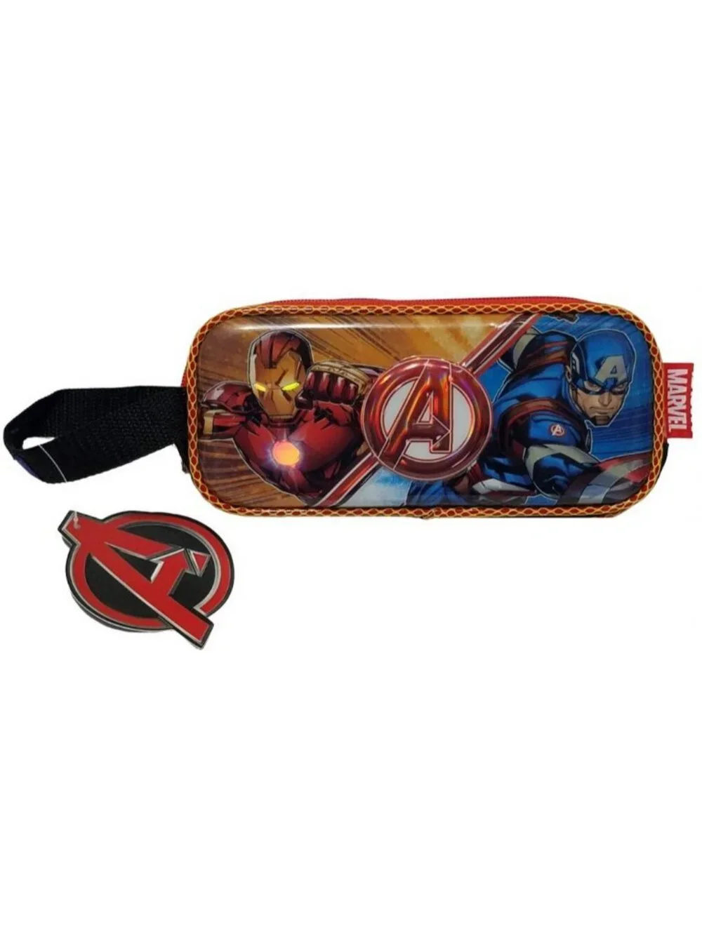 Marvel Avengers 3D Pencil Case Iron Man Captain America Dual Zip Pouch Bag NWT